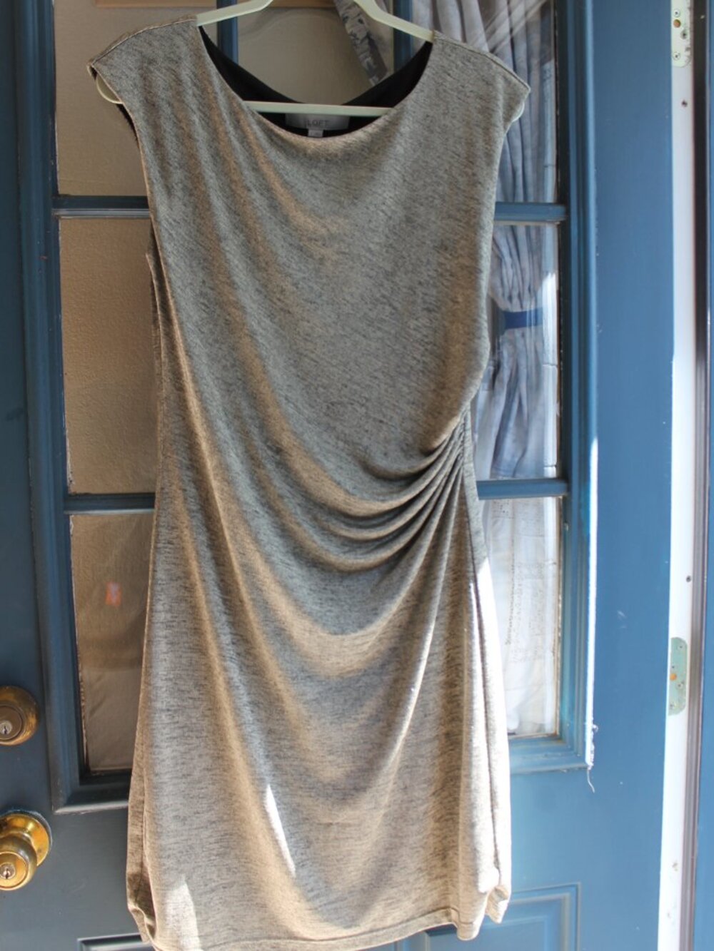 LOFT Slinky Metallic Sheath Dress - S
